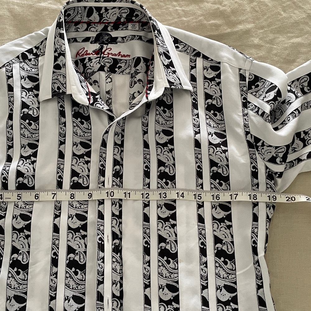 Robert Graham shirt paisley stripes M fitted classic fit - Picture 6 of 8